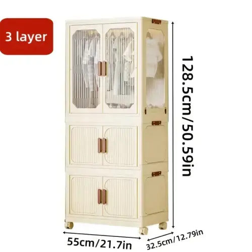 Versatile folding storage cabinet doors wheels stackable - Temu