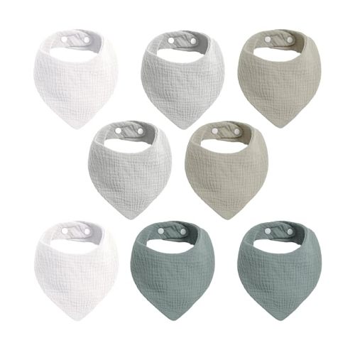 Cherub Baby Bandana Bibs, 8 Pack Super Absorbent Drool Bibs for Baby Boy, Soft Muslin Baby Bibs for Drooling and Teething 0-36 Months - Multicolored-16
