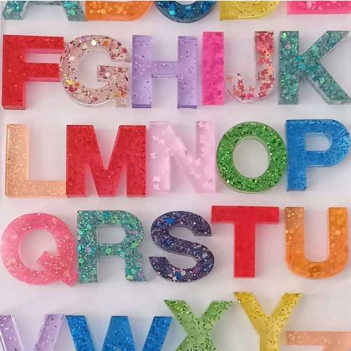 Uppercase Multicolored Glitter Resin Alphabet