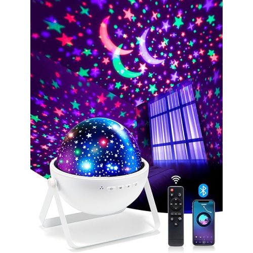 Star Projector for Kids 15 Colors, Remote+HiFi Bluetooth Speaker Star Night Light Projector for Bedroom,360°Rotating+AUTO Timer Kids Night Light Projector Lights for Bedroom,Kids & Baby Gift