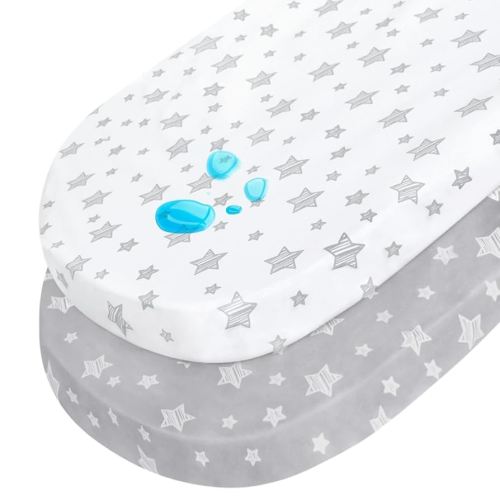 Halo Bassinet Swivel Sleeper Sheet, Waterproof 2 Pack, Universal Fit for Rectangle, Oval, Hourglass Bassinet Mattress