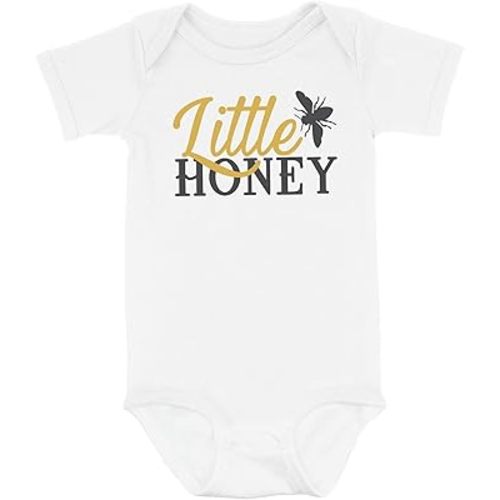 Little Honey Baby Bodysuit - Cute Baby Outfit With Adorable Bee Theme - Stylish Baby Clothes For Newborns And Infants - Short Sleeve Unisex Baby Romper For Sweet Families And Nature Lovers