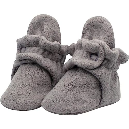 Zutano Unisex Fleece Baby Booties, Soft Sole and Non Slip | Stay On Slipper Socks for Infant/Toddler, Girls, Boys 3-24 Months