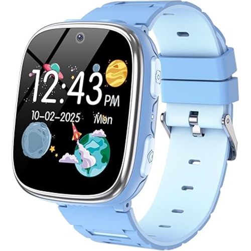 Kids Smart Watch Girls Boys - Smart Watch for Kids Game Watch Gifts for 4-12 Years Old with 15 Games Camera Alarm Video Music Player Pedometer Flashlight Birthday Gift Toys for Boys Girls (Blue)