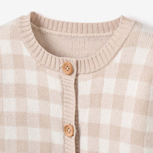 Wheat Gingham Cardigan – Elegant Baby