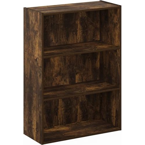 Furinno Pasir 3-Tier Open Shelf Bookcase, Amber Pine