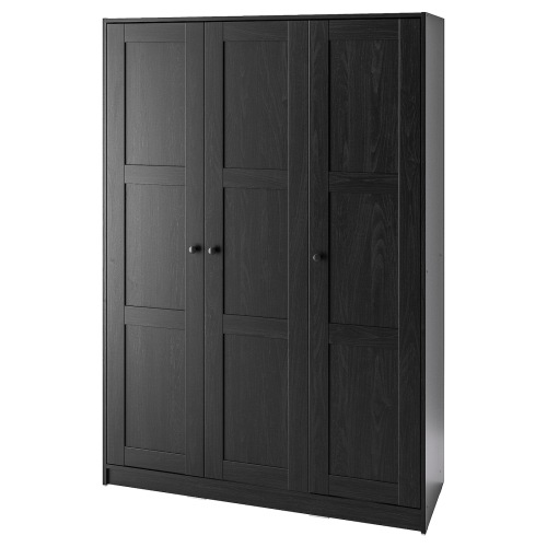 RAKKESTAD Wardrobe with 3 doors - black-brown 46 1/8x69 1/4 "