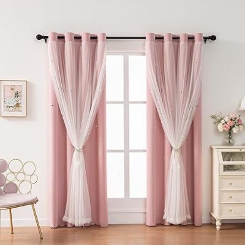 Light Pink Curtains for Girls Bedroom Solid Window Treatment Set Grommet Top Light Blocking Blackout Curtain for Living Room/Bedroom 2 Panels 34 x 63 inch Baby Pink
