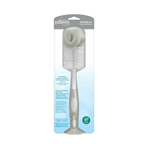 Dr. Brown's Baby Bottle Cleaning Brush with Sponge and Scrubber - Gray