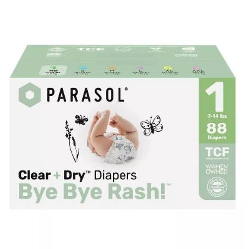 Parasol Clear+Dry Natural Disposable Diapers - Size 1 - 88ct