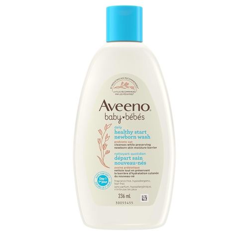 Aveeno Baby Daily Healthy Start Newborn Wash, Oat, Paraben-Free, Body Wash, Cleanser, Delicate Skin, Fragrance Free, 236-mL