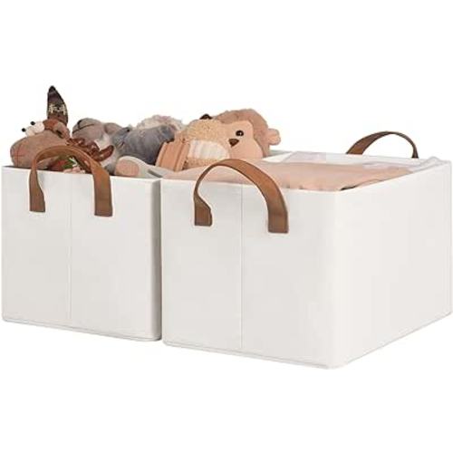 Amazon.com - StorageWorks Large Storage Bins, Fabric Storage Bins for Shelves, Storage Baskets with Metal Frame, Closet Baskets and Bins with Handles, Beige, 2-Pack