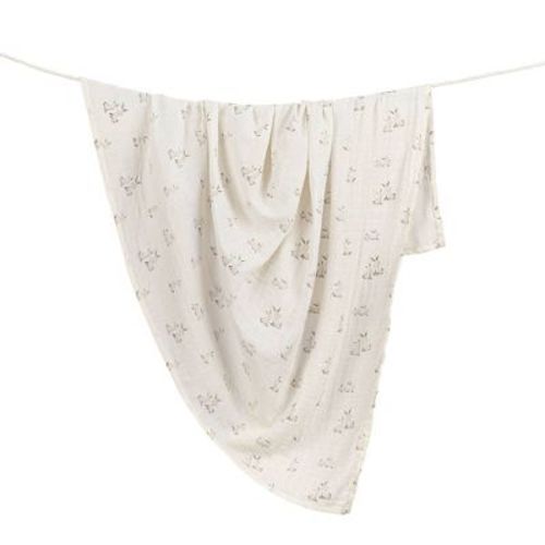 Crane Baby Organic Muslin Swaddle Blanket - Avery Bunny