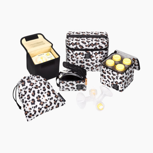Petunia Pickle Bottom Prompt Pump Kit - Breast Pump Accessories Bag - Moon Leopard