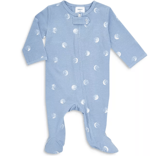 Unisex Moon Print Comfort Zip Front Footie - Baby