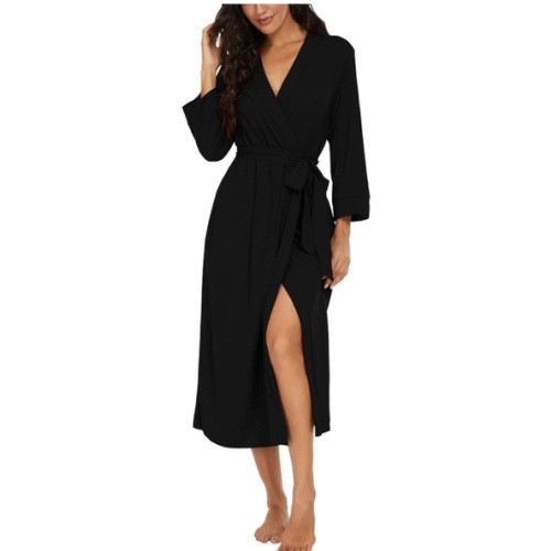 VINTATRE Women Kimono Robes Long Knit Bathrobe Lightweight Soft Knit Sleepwear V-neck Casual Ladies Loungewear at Amazon Women’s Clothing store