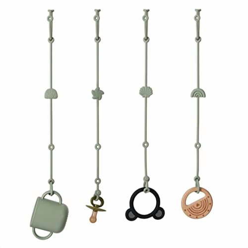 Toy Safety Straps 4PK Silicone Pacifier Clips, Adjustable Sippy Cup Straps for Strollers, High Chair, Shopping Cart, Cribs Baby Toy Secure Straps-Sage