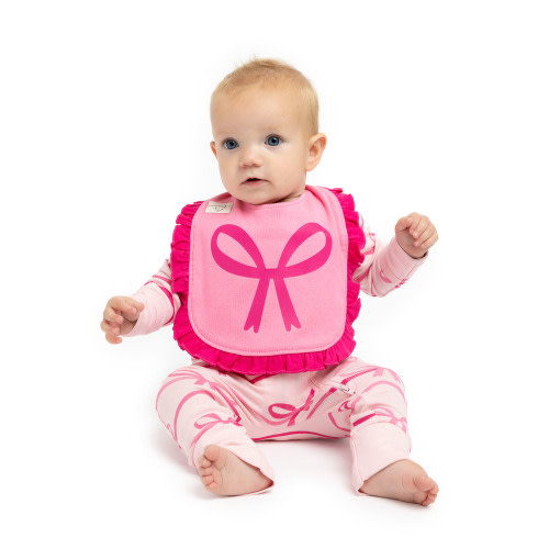 Paris Hilton x Monica + Andy Organic Cotton Baby Ruffle One-Piece and Bib Set, Sizes 0/3 Months-18 Months