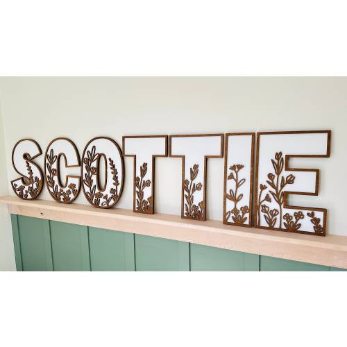 Wildflower Nursery Letters, Flowered Wooden Alphabet Letters, Flower Name Sign, Flower Nursery Décor, Boho Nursery, US TARIFF-FREE!