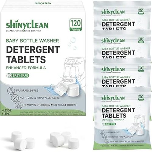 120PCS Baby Bottle Washer Tablets for Momcozy & Baby Brezza Pro, Natural Enzyme Detergent,Deep Cleaning, Chlorine & Fragrance Free, No Residue, Universal Fit All Bottle Washers Machines