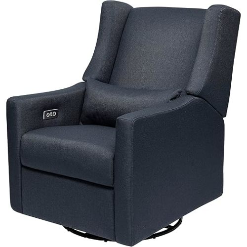 Babyletto Kiwi Electronic Power Recliner and Swivel Glider with USB Port in Performance Navy Eco-Twill, Water Repellent & Stain Resistant, Greenguard Gold and CertiPUR-US Certified
