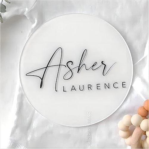 Personalized Baby Name Sign, Acrylic Plaque for Kids, Newborn Announcement Sign, Birth Announcement Plaque for Baby Shower, Nursery Wall Decor