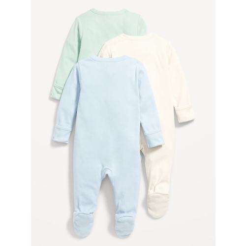 Unisex 3-Pack Sleep & Play 2-Way-Zip Footed One-Piece for Baby