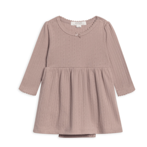 Willa Brushed Back Pointelle Long Sleeve Bodysuit Dress