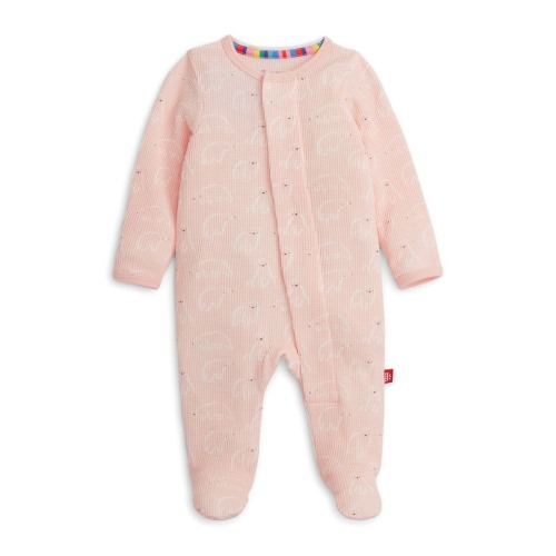 Pink Polaris Waffle Knit Magnetic Closure Footie, 3-6MPick up today