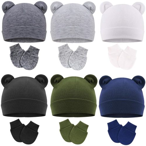 BQUBO Newborn Baby Hats Mittens Set for Boys Girls Hospital Hat Beanie Infant Caps Baby Gloves