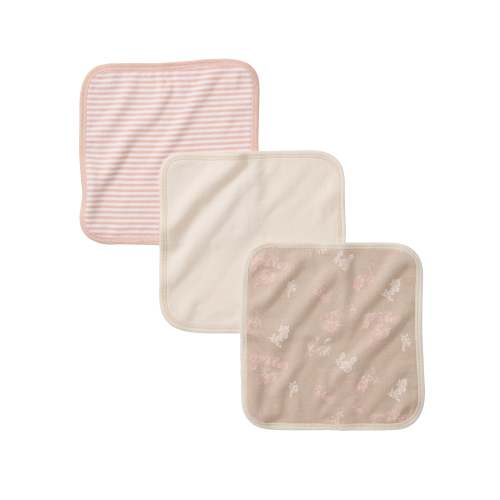 Whimsical Floral Organic Cotton Knit Terry Washcloths 3 Pack