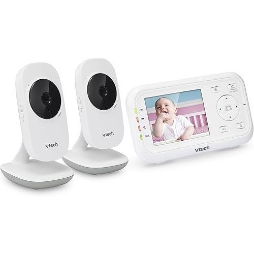 VTech Communications VM3252-2 Digital Video Baby Monitor, White, 2.8"