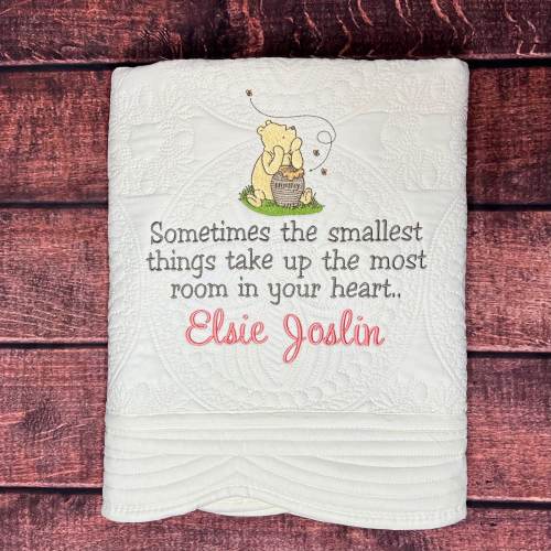 Vintage Classic Winnie The Pooh Heirloom Baby Quilt, Personalized Winnie The Pooh Baby Blanket