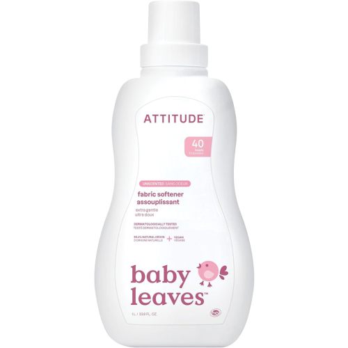 ATTITUDE Baby Fabric Softener, Plant and Mineral-Based Ingredients, HE Compatible, Vegan and Cruelty-free Laundry and Household Products, Unscented, 40 Loads, 33.8 Fl Oz