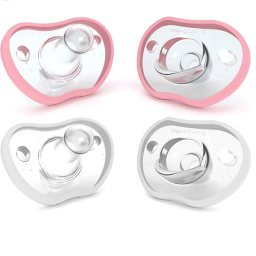 Nanobébé Flexy Silicone Pacifier, Pink and White