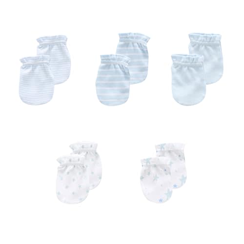 JELYLOVE 5 Pack Unisex New Born Boy Girls No Scratch Mittens Cotton Soft Baby Gloves Accessory 0-3 Months Infant Essentials