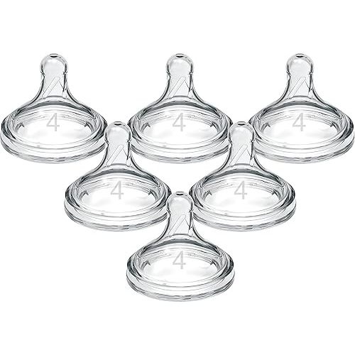 Dr. Brown's Natural Flow Level 4 Wide-Neck Baby Bottle Silicone Nipple, Fast Flow, 9m+, 100% Silicone Bottle Nipple, 6 Pack
