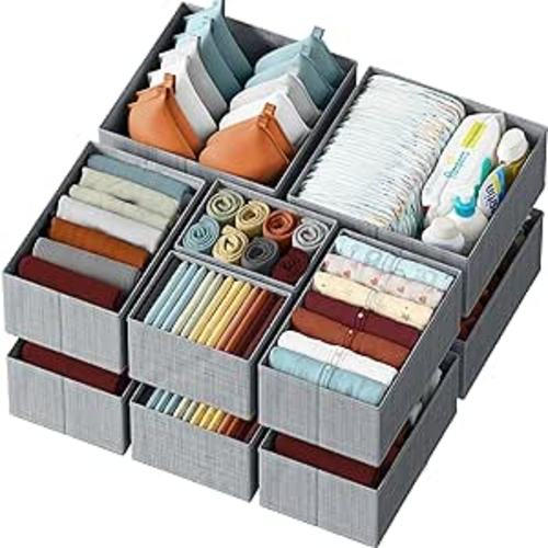 Amazon.com: Drawer Organizer Clothes Set of 12 Grey - Dresser Organizer For Nursery, Bedroom, Closet - The Perfect Baby Clothes Organizer and Storage & General Nursery Organization or Dresser Drawer Organizers : Baby