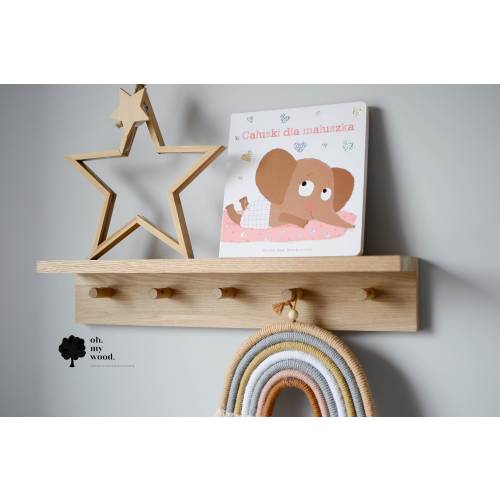 Wooden coat rack with shelf, Kids room decor, Peg rail with shelf, Oak coat rack, Nursery shelf, Kids room shelf, Kids decor