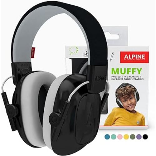 Alpine Muffy Kids - Noise Cancelling Headphones for Kids - CE & ANSI Certified - 25dB - Sensory & Concentration Aid - Black