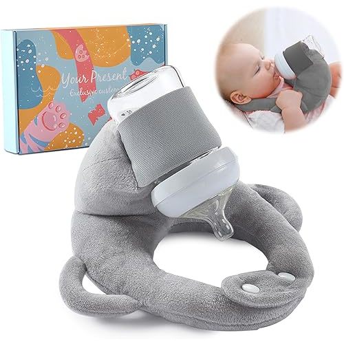 Baby Bottle Holder,Self Feeding Support Pad for Hands Free Bottle Feeding,Drying Rack Bottle (Grey)