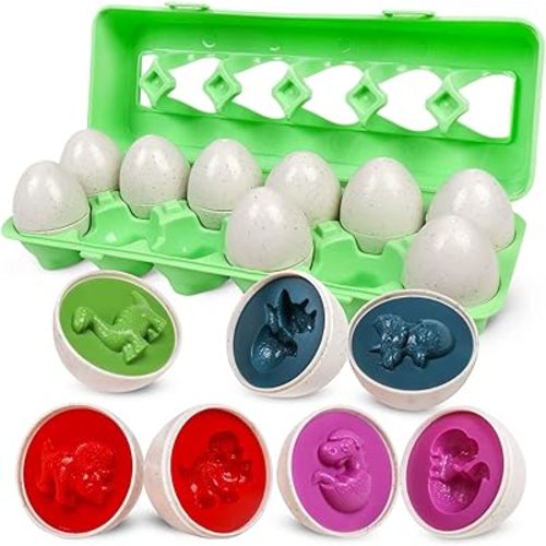 Matching Eggs Easter Egg Toy for Toddlers - Color & Shape Recognition Sorter Puzzle, Early Learning Educational Fine Motor Skill Montessori Geometric Gift for 1 2 3 Year Old Kids Boys Girls (12pcs)