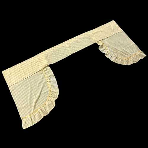 Vintage Yellow Gingham Curtain Valance Ruffled Handmade Farmhouse Retro Kitchen