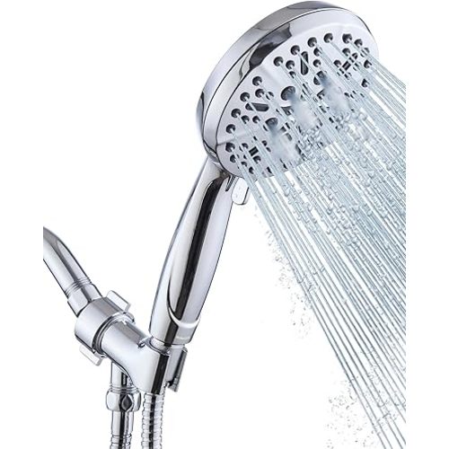 Shower Head with Handheld High Pressure-Full Body Coverage Powerful Rain Showerhead Extra 60" Long Hose and Adjustable Brass Joint Holder- The Perfect Detachable Heads for Bathroom Upgrade
