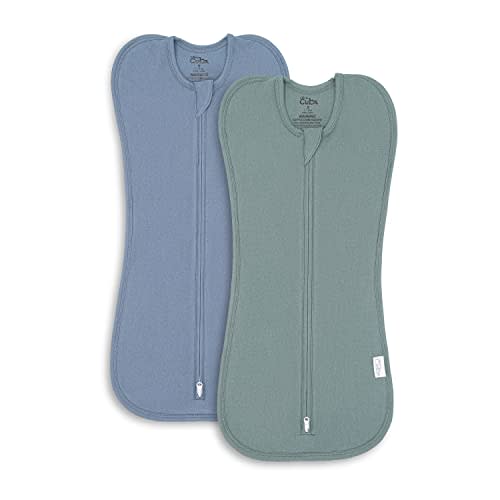 Comfy Cubs Swaddle Blanket Baby Girl Boy Easy Zipper Wrap 2 Pack Newborn Infant Sleep Sack (Small 0-3 Months, Nomadic Blue, Azul)