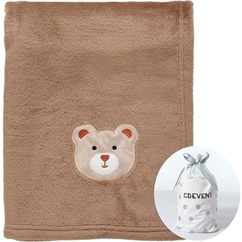 CREVENT 30''X40'' Cute Cozy Fluffy Warm Baby Blanket for Girls Boys Infants Toddlers' Bedding Crib Cot Stroller, Baby Shower Birthday Newborn's Gift - Bear
