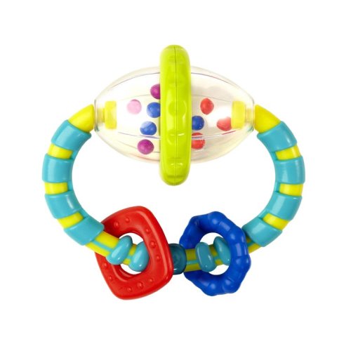 Bright Starts Grab and Spin Baby Rattle and BPA-free Teether Toy, Ages 3 Months +