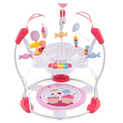 BABY JOY Baby Jumpers and Bouncers, Infant Activity Center with Music Lights Sounds, 360° Rotating Seat and 3 Adjustable Heights, Baby Play and Learning Center for 6-12 Months