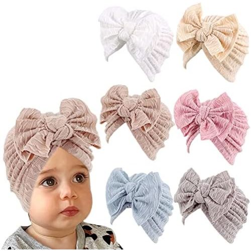 XYX Baby Girl Toddlers Breathable Cotton Hat Newborn Knotted Hat Cute Donut Soft Turban Bow Knot Cap