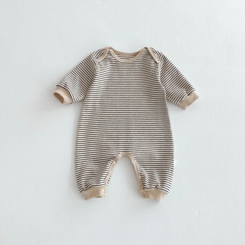 Baby Crew Neck Pinstriped Romper